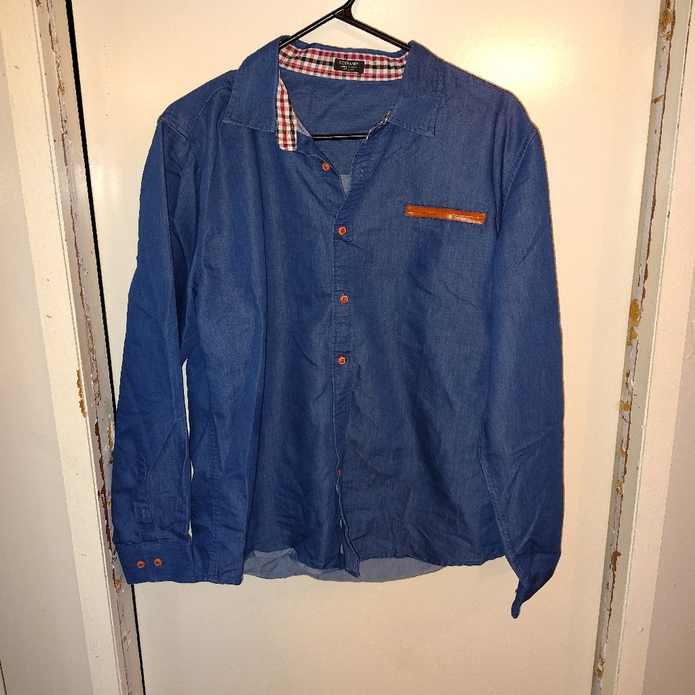 Men's coofandy navy dress shirt